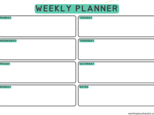 Mint Accent Weekly Planner
