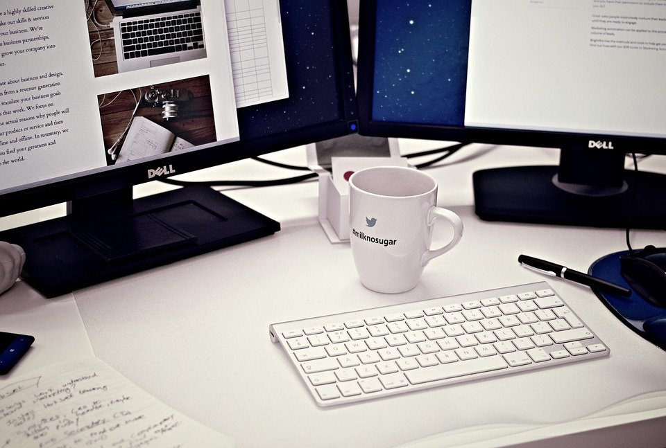 home office dual monitor desk mount